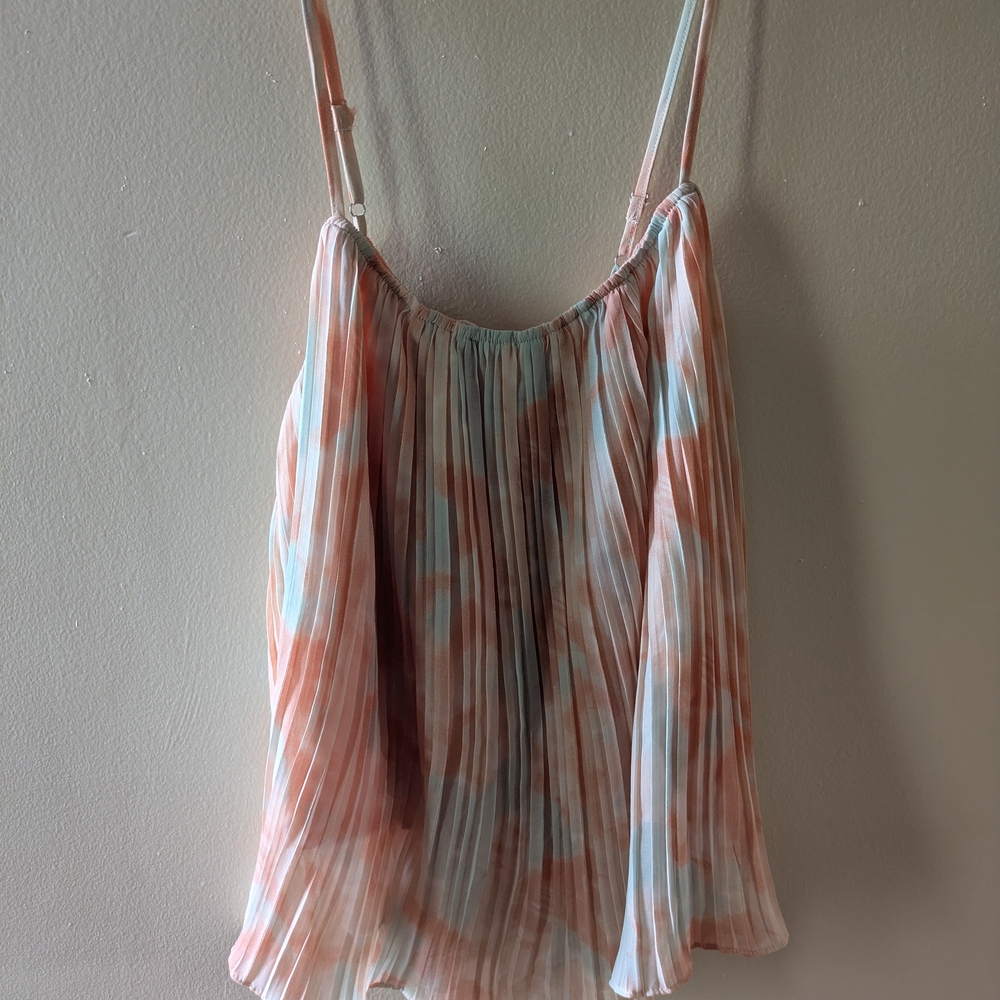 Pleated Spaghetti Strap Top in Pastel Hues